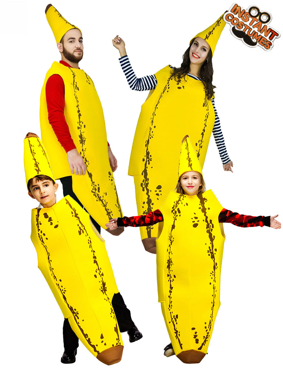 Adult and children Halloween funny cos banana costume parent-child costume couple's clothes performance Carnival fruit costume