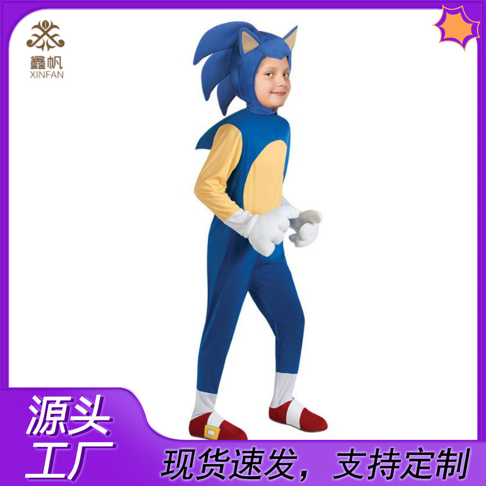 Halloween costume hedgehog Blue sonic costume Super supersonic kid sonic performance wear