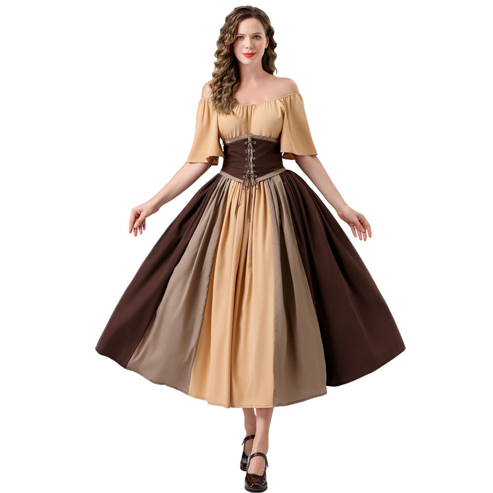 Halloween costume adult medieval retro Renaissance European and American court women's girdle dress costume