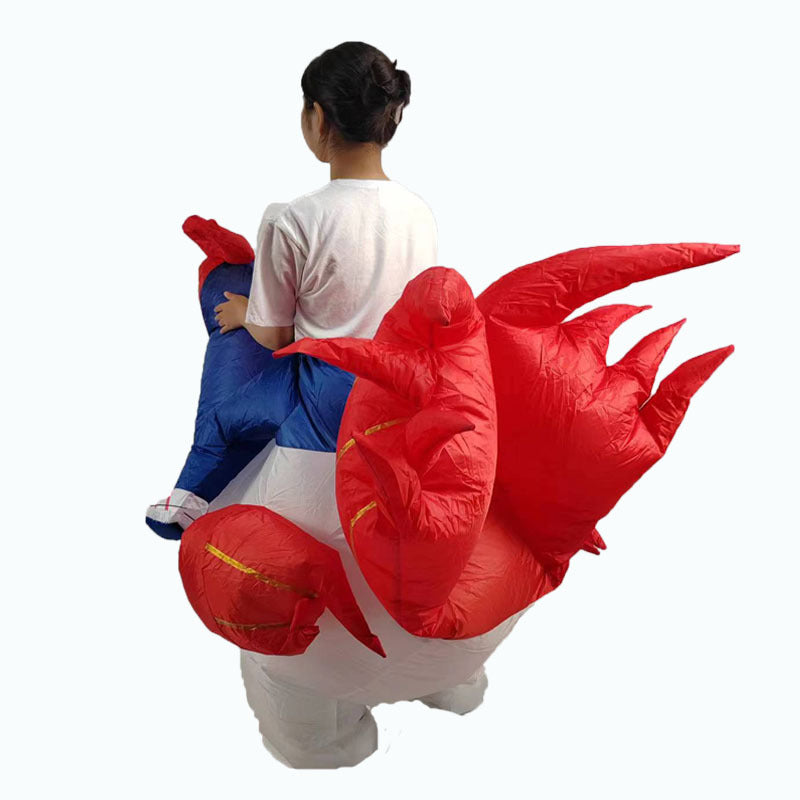 Cross-border funny walking animal costume adult holiday party performance wear mount colorful wings big white chicken inflatable clothing