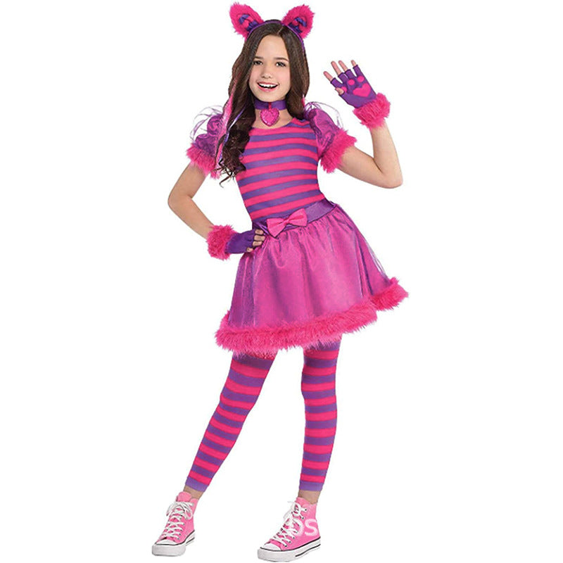 Halloween children's costume Alice in Wonderland cosplay cos costume Cheshire cat costumes