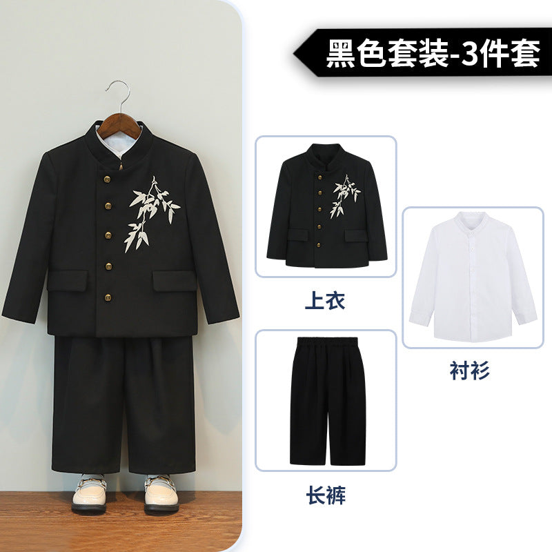 Boy's new Chinese suit jacket national fashion Zhongshan suit children's embroidery Han Chinese costume Tang costume host stage costume