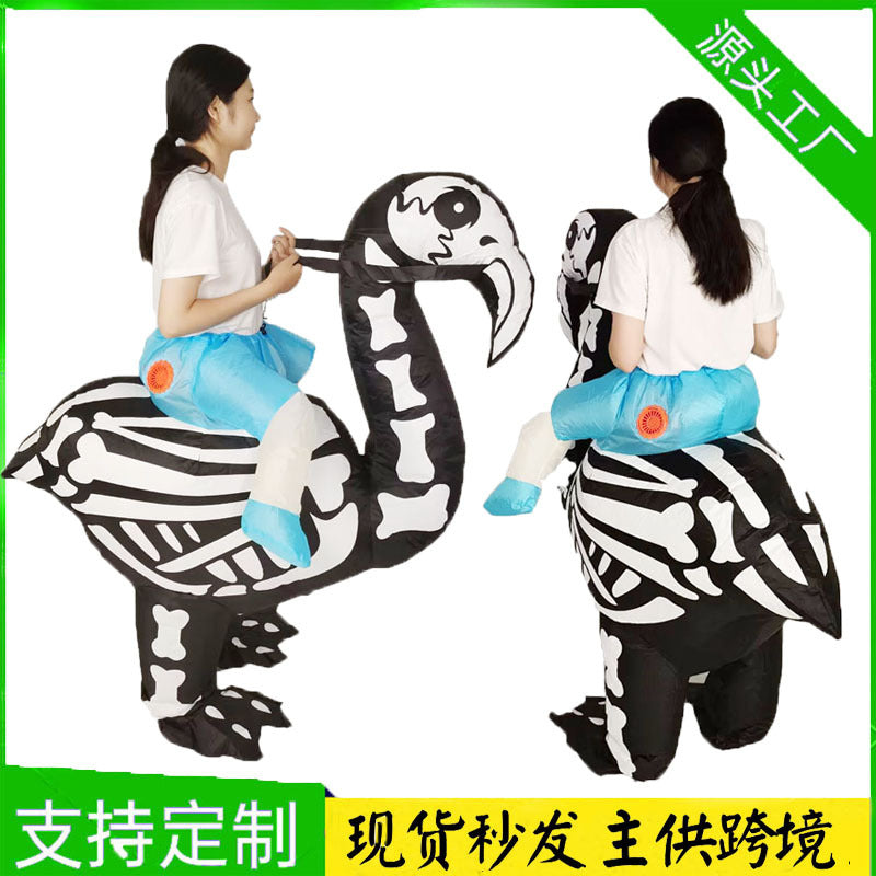 Cross-border Halloween hot funny party Mount skull animal Flamingo flame horse inflatable doll costume Road