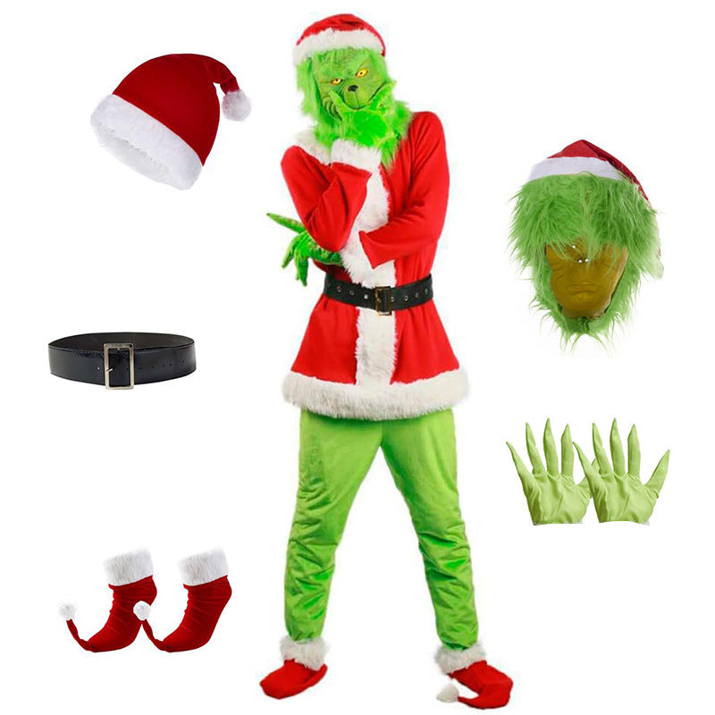 Christmas Grinch costume ghost adult costume ghost elf costume long hair role carnival play costume