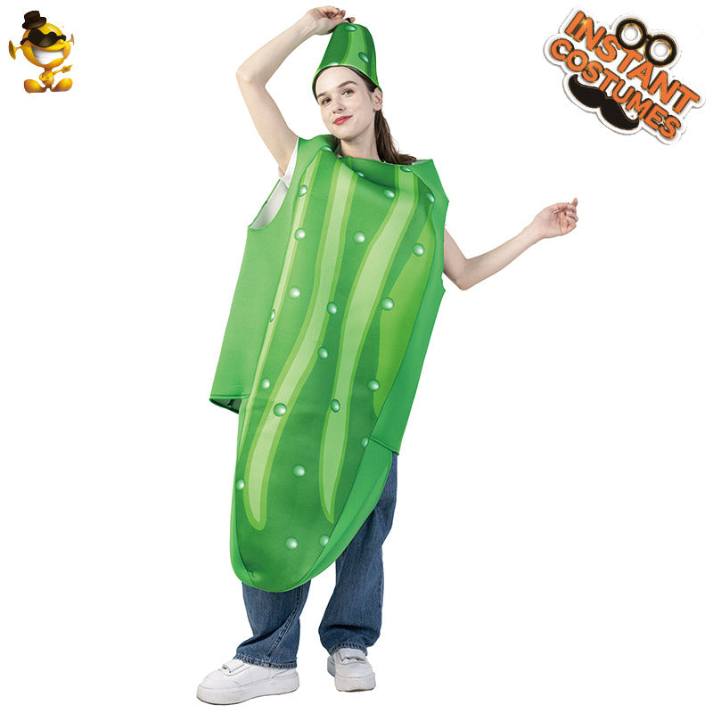Adult Halloween funny cos cucumber costume parent-child costume couple's clothes performance Carnival fruit costume