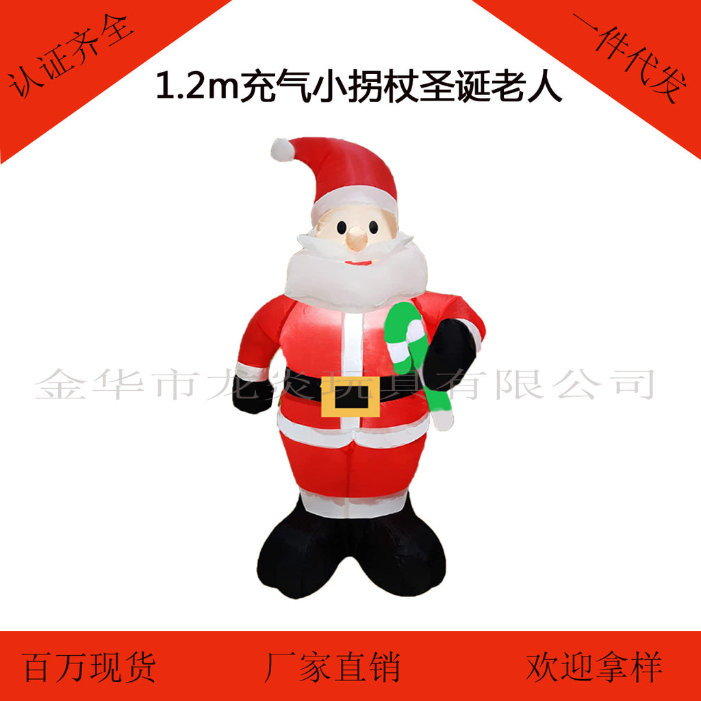 1.2 m hand crutch inflatable Santa LED luminous inflatable model Santa Claus inflation model decorations