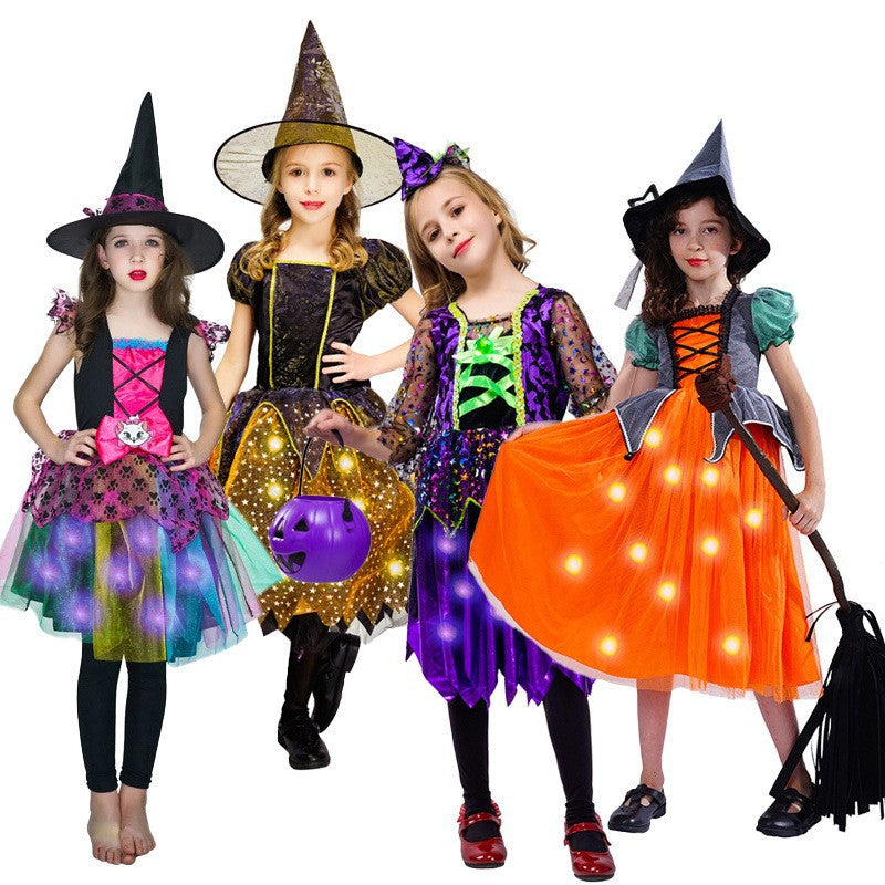 Halloween Children's glowing witch cosplay party costume masquerade stage performance costume