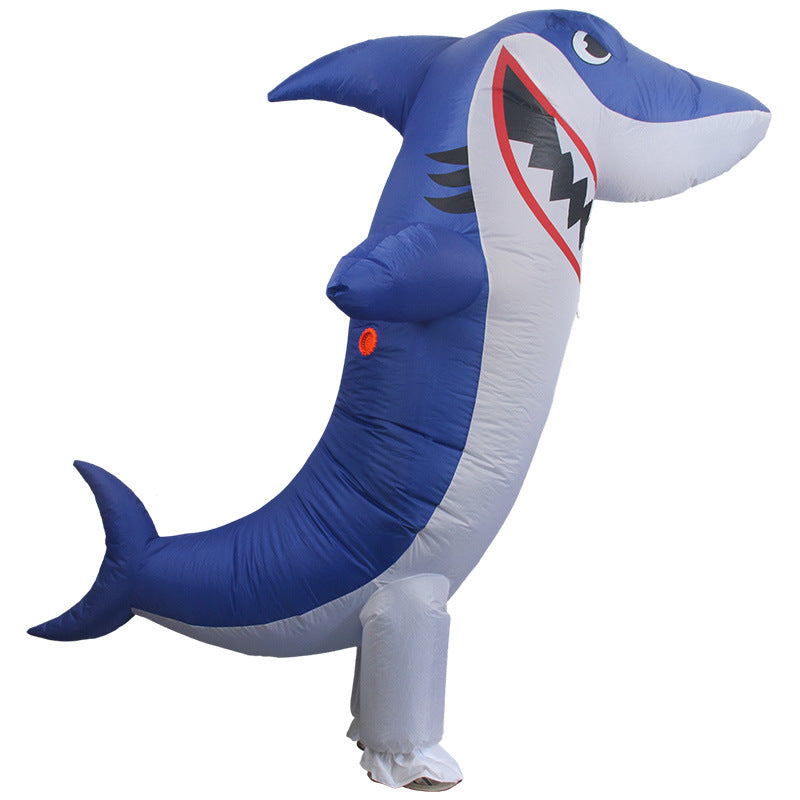 Cross-border hot selling shark inflatable costume Halloween shark performance wear 3D cute shark inflatable costume performance