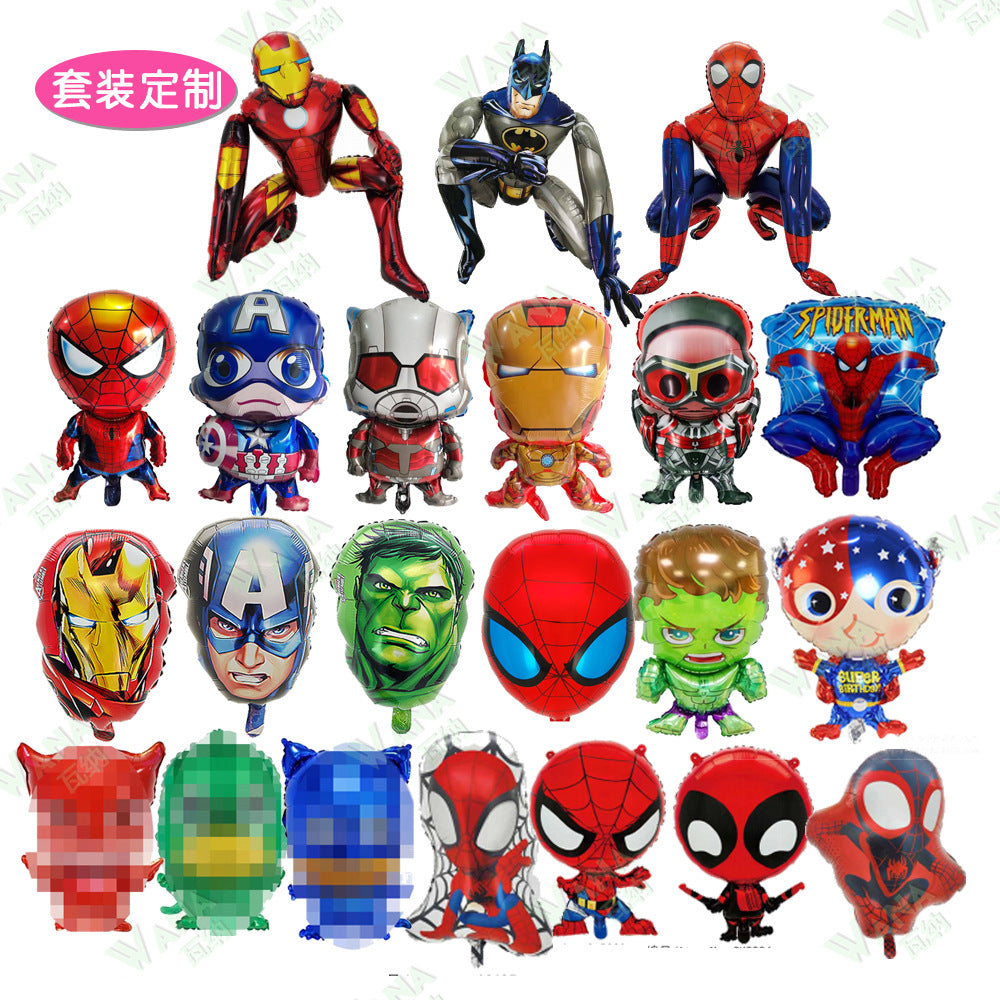 Avengers aluminum balloon Iron Man Spider-Man Superman Hulk Ant Man Captain America Falcon cross border