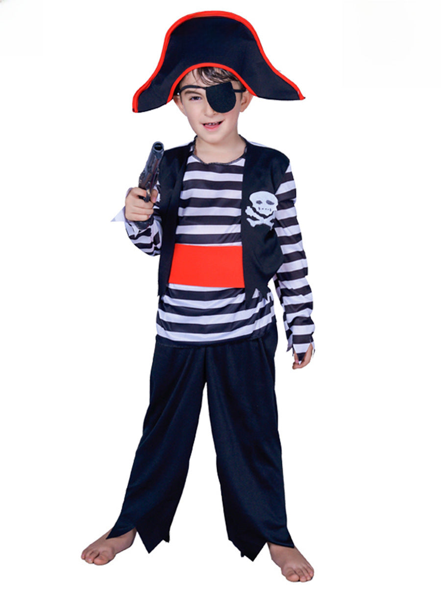 Boy's striped pirate look masquerade stage performance costume Halloween cosplay costume