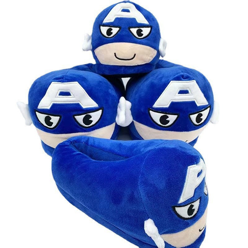 Cartoon Marvel Avengers Batman children's plush slippers Spider-man autumn and winter home warm men cotton slippers