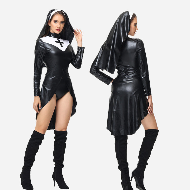 Halloween medieval wizard nun priest cos costume Halloween death robe cosplay costume
