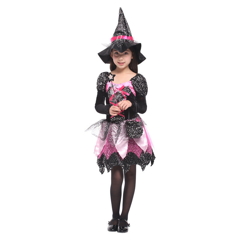 Children's Day catwalk children's costume masquerade children's Halloween performance shiny magic witch costume