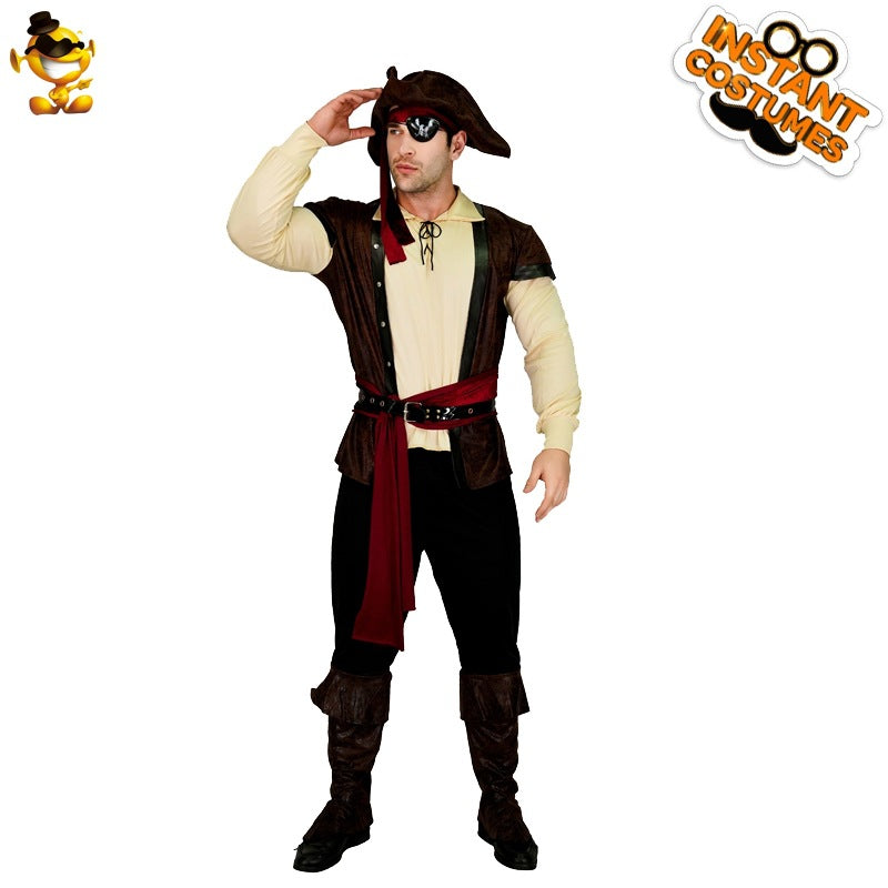 Halloween adult big men's leather pirate performance costume cosplay cosplay party stage costume