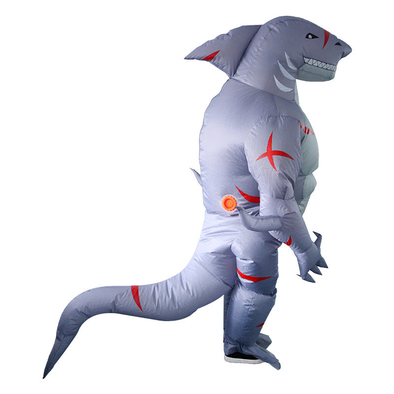 Cross-border hot selling shark inflatable costume Halloween shark performance wear 3D cute shark inflatable costume performance