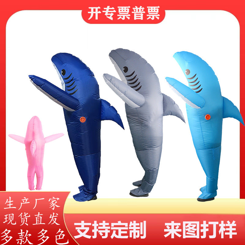 Halloween party performance costume and accessories funny cartoon doll costume cross-border Festival atmosphere shark doll inflatable clothing