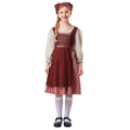 Halloween children play medieval role national costume stage costume little girl selling matches