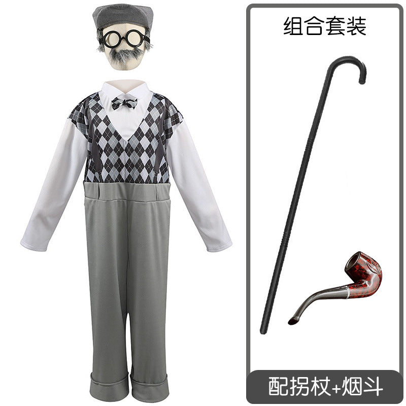 Centenarian role play Halloween costume stage play costume grandpa cos costume Amazon sources