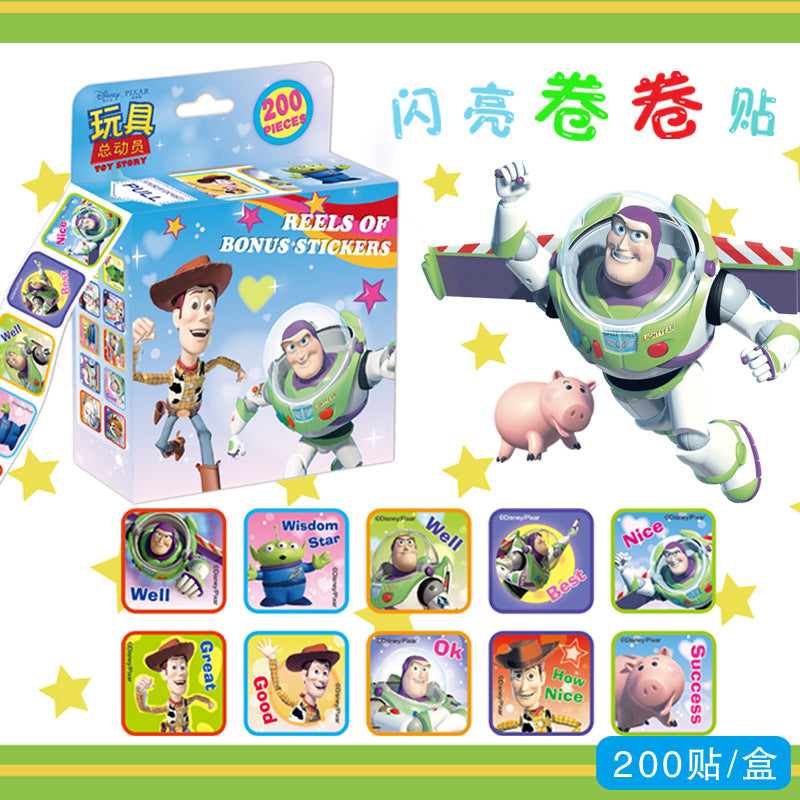 Spiderman shiny cartoon roll stickers ice princess Pooh bear Avengers children roll stickers cartoon sticker