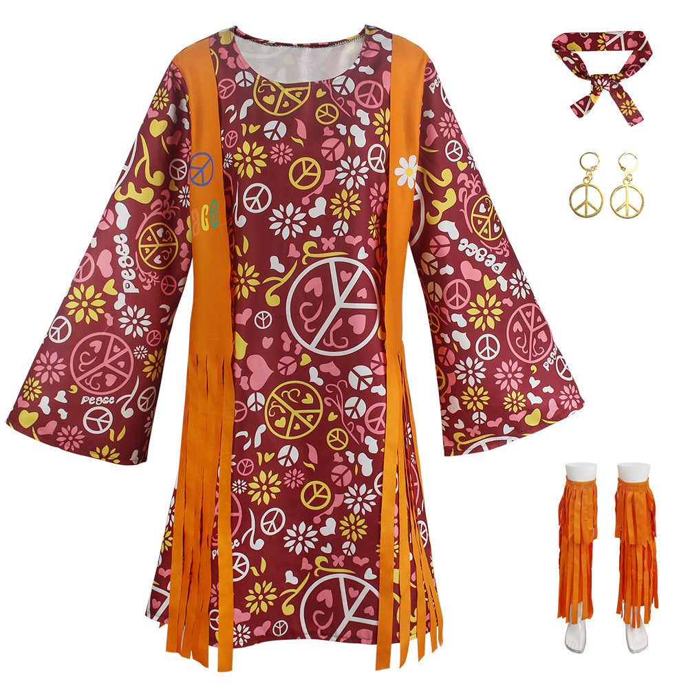 Halloween Arabic cos costume tassel hippie costume hippie retro cosplay performance costume