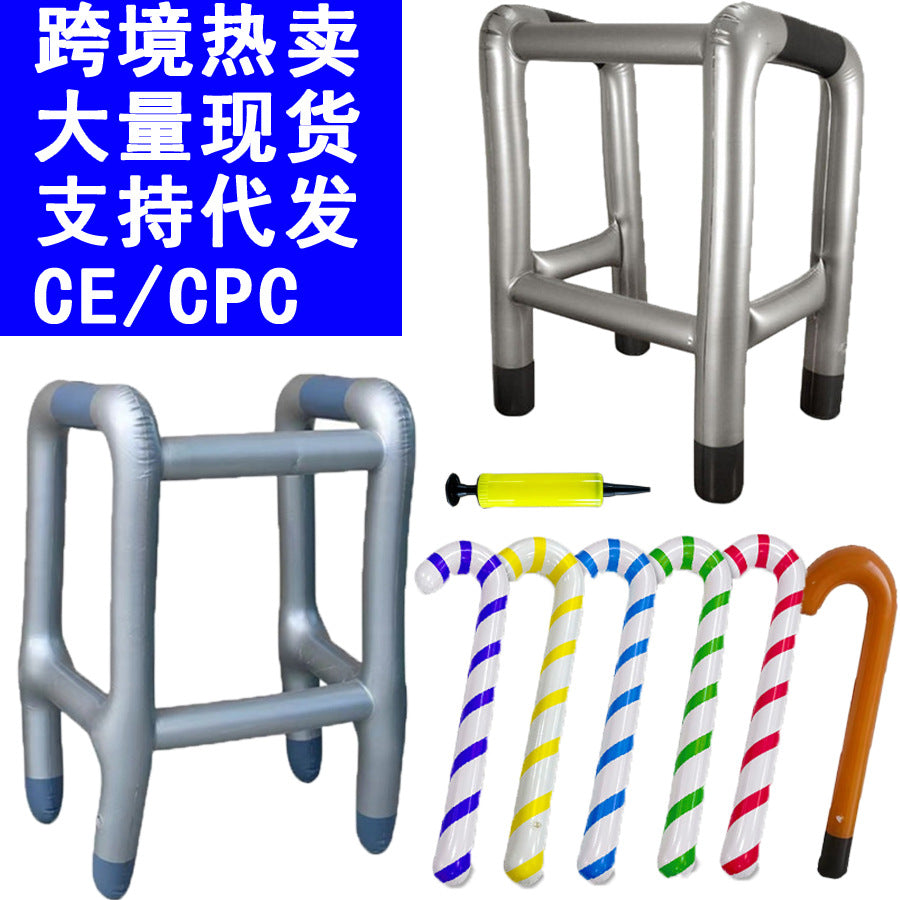 Cross-border spot inflatable Walker crutch inflatable toy Halloween handrail for the handicapped props inflatable Walker