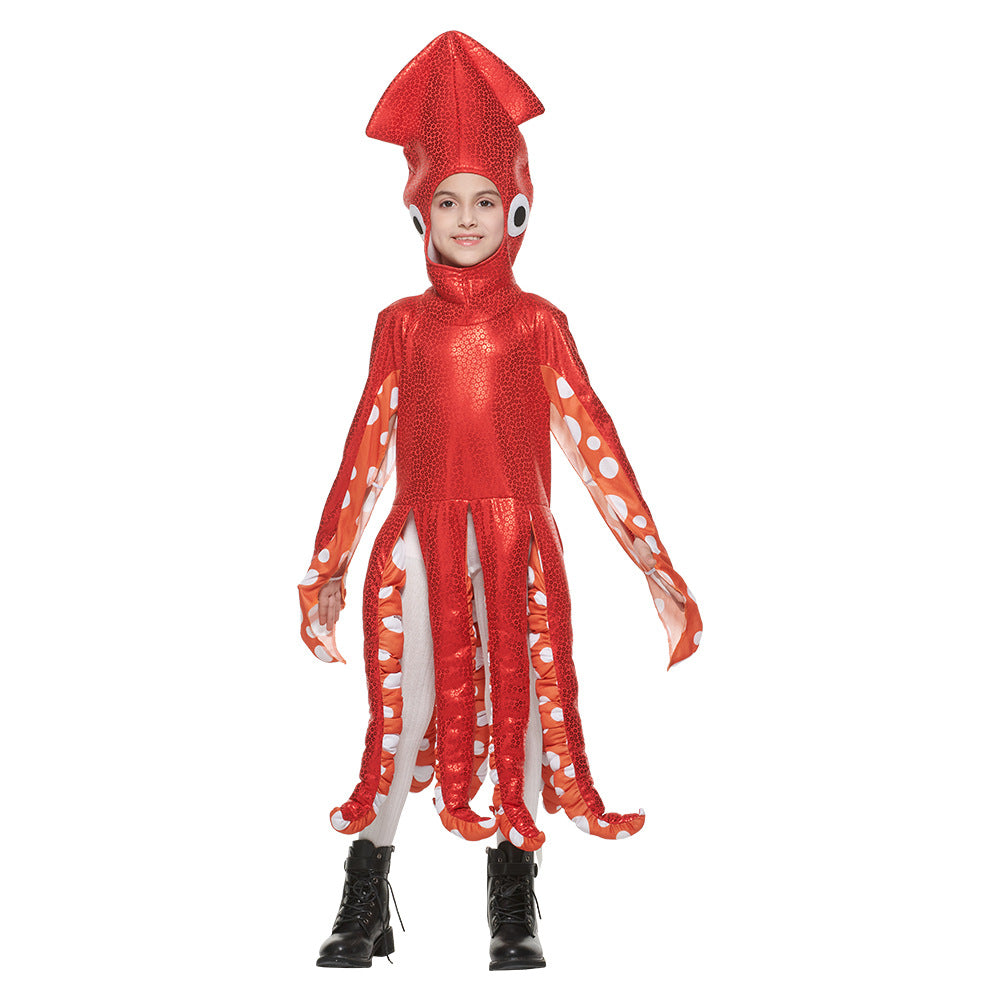 New Halloween children play costume marine life cute squid one-piece school party funny costume