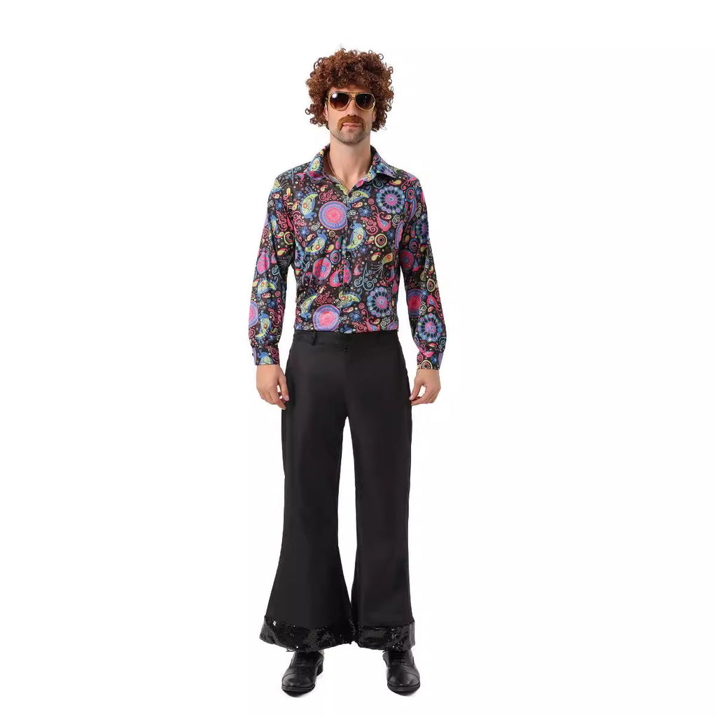 New Men's retro disco funny hip hop dance suit cosplay cos costume Halloween costume