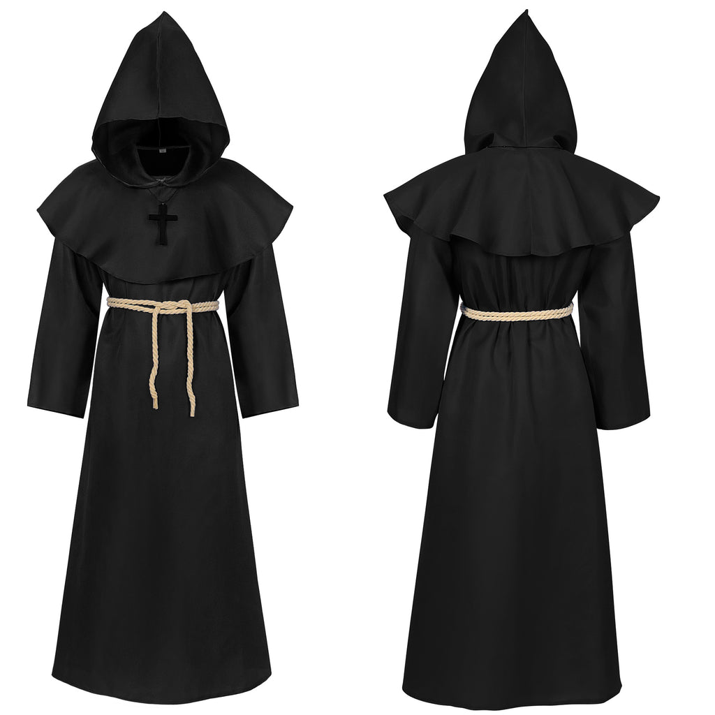 2024 Amazon medieval friar robe monk costume wizard costume priest cos costume performance wear Halloween costume