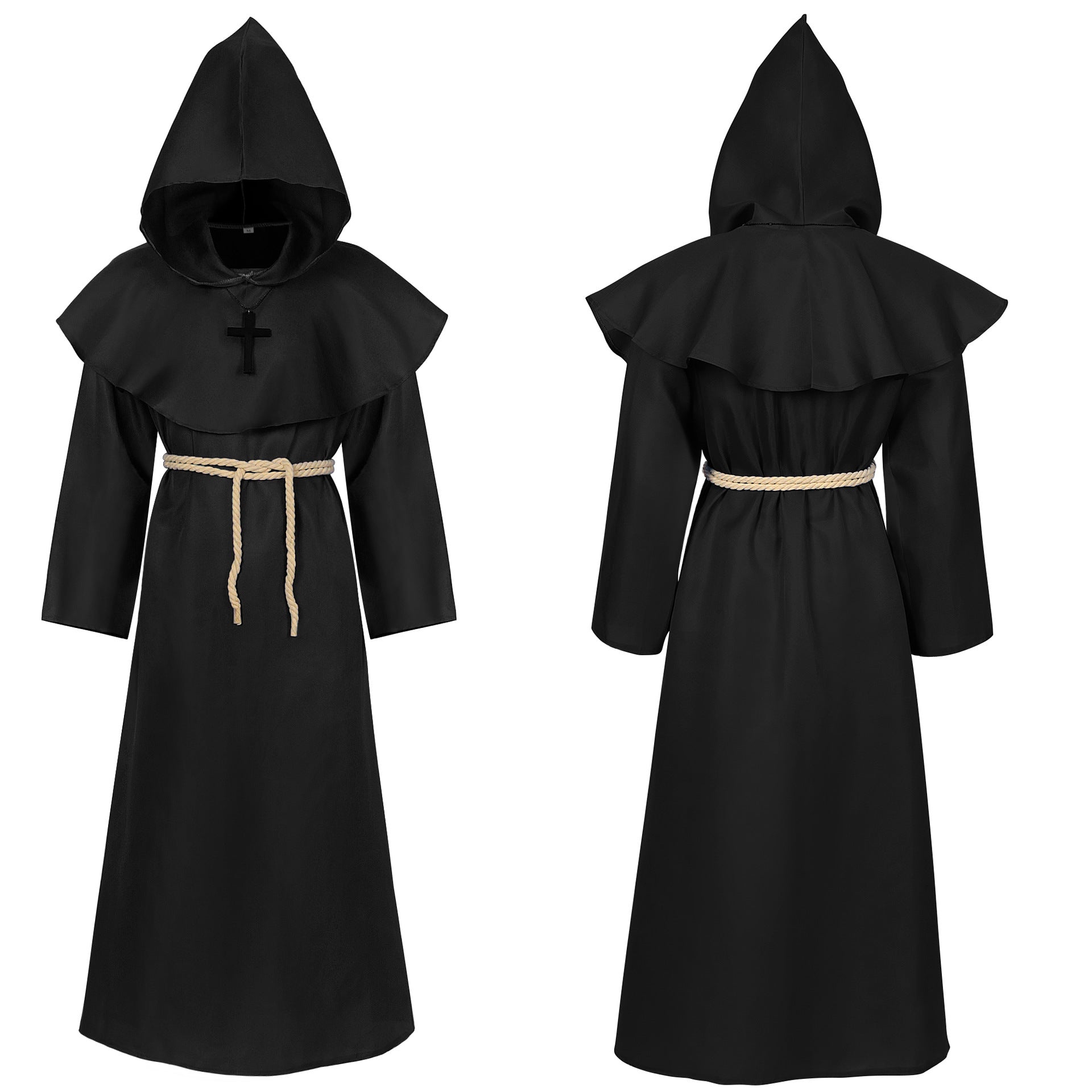2024 Amazon medieval friar robe monk costume wizard costume priest cos costume performance wear Halloween costume