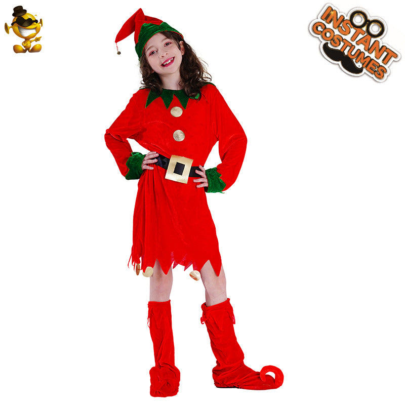 party costume party costume Green Christmas little boy girl Red Christmas dress masquerade