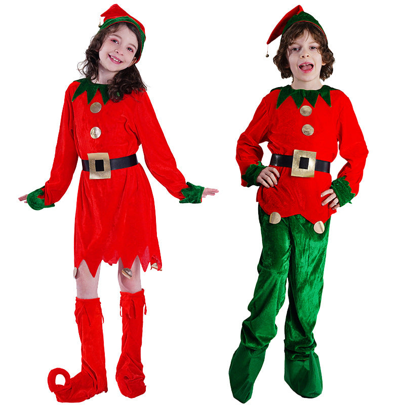 party costume party costume Green Christmas little boy girl Red Christmas dress masquerade