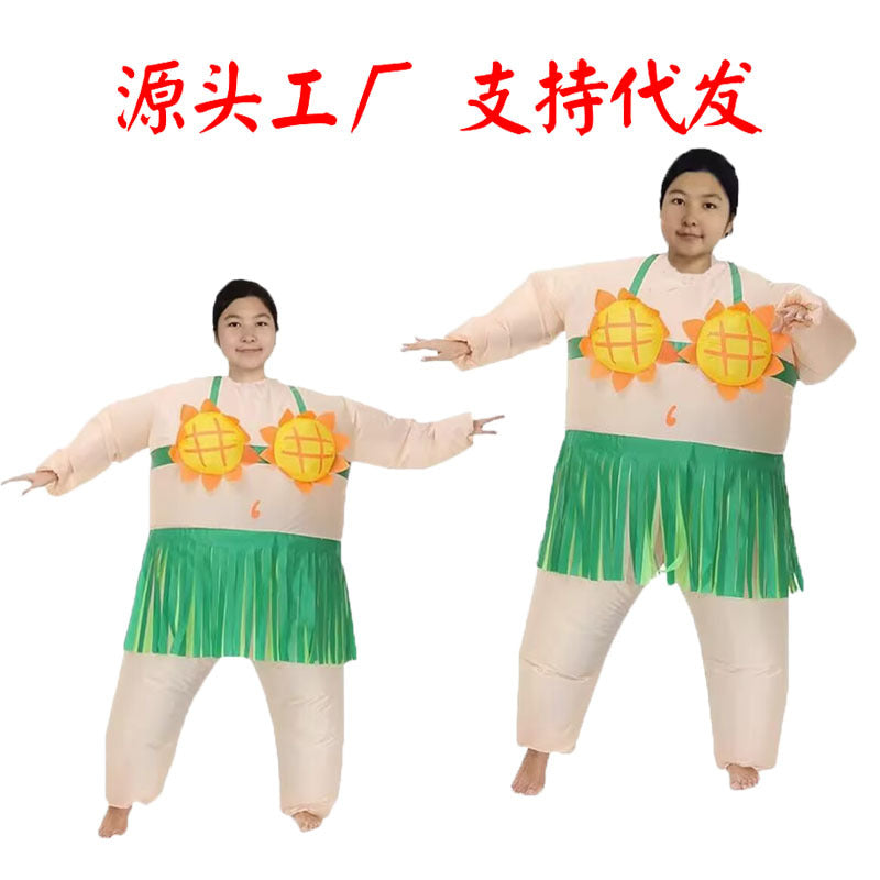 Cross-border hot Carnival funny play inflatable costume Halloween dress up fat sunflower ballet doll clothing