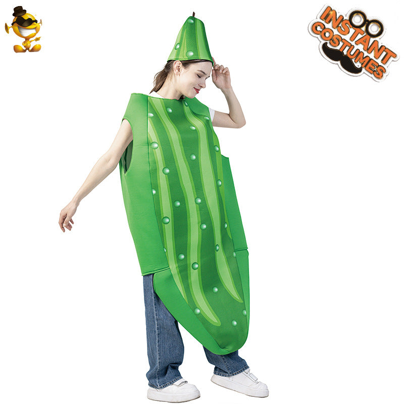 Adult Halloween funny cos cucumber costume parent-child costume couple's clothes performance Carnival fruit costume