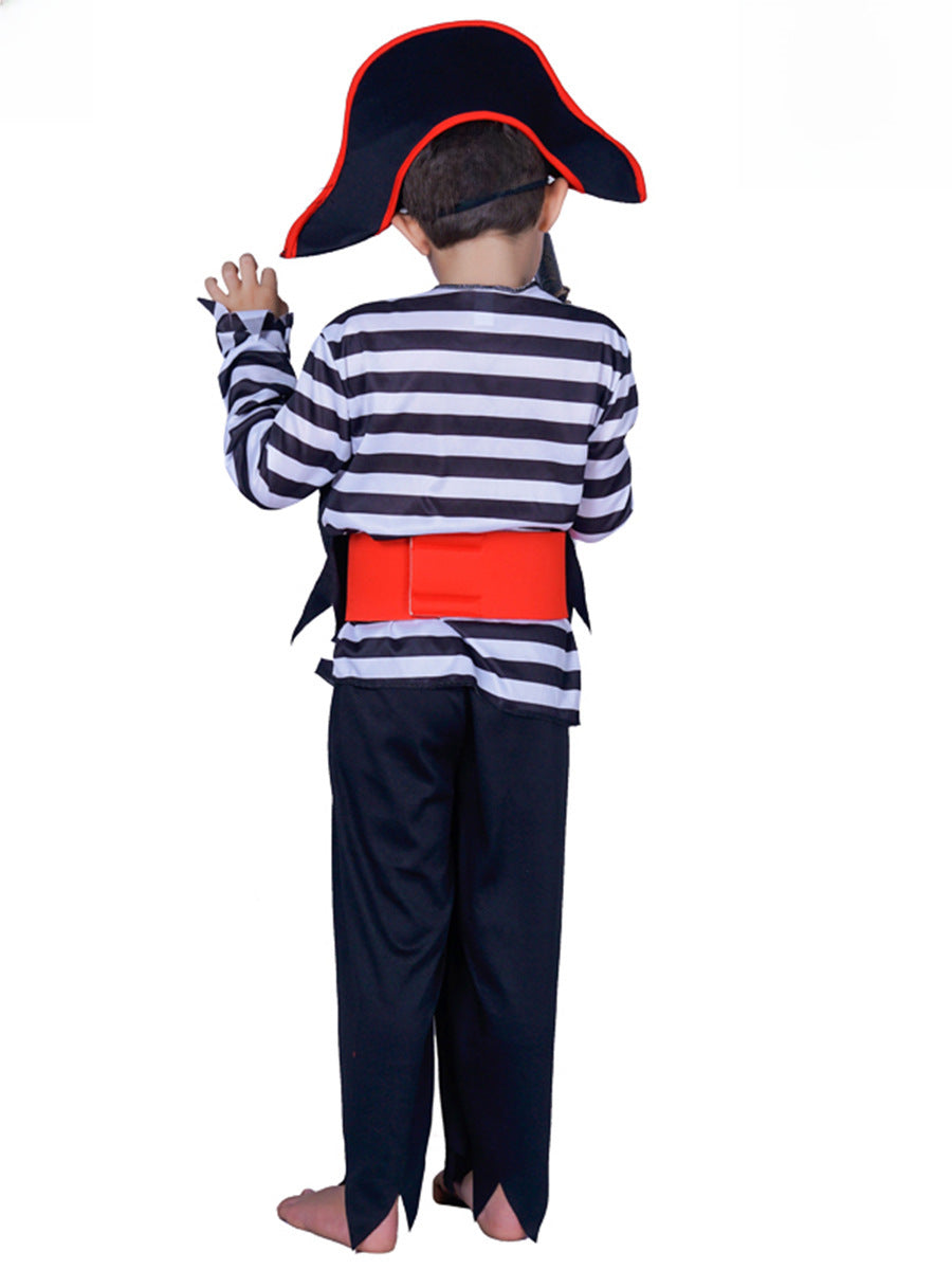 Boy's striped pirate look masquerade stage performance costume Halloween cosplay costume