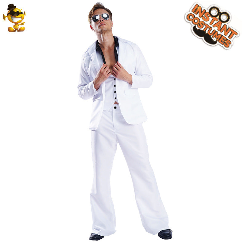 Adult men retro disco stage wear 80's performance costume and accessories cosplay costume cosplay costume