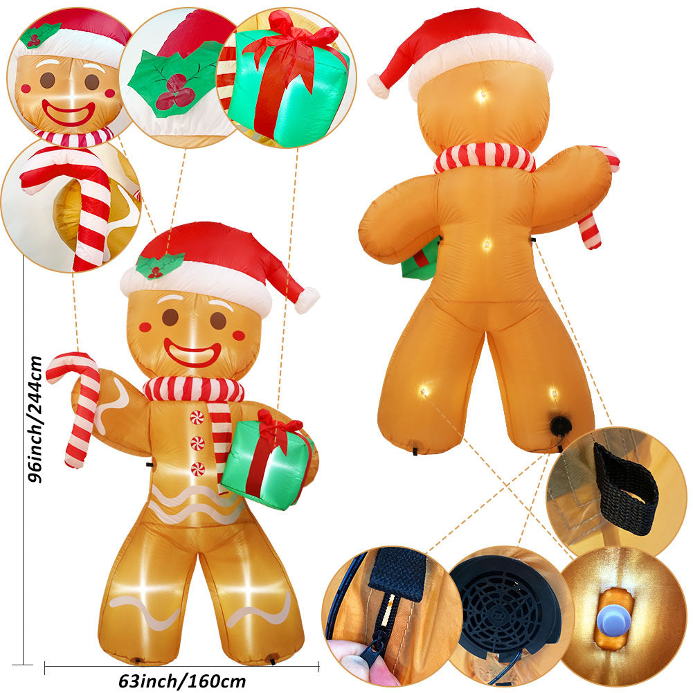 Cross-border Christmas inflatable gingerbread man inflatable cane doll inflatable luminous Christmas atmosphere outdoor courtyard decoration