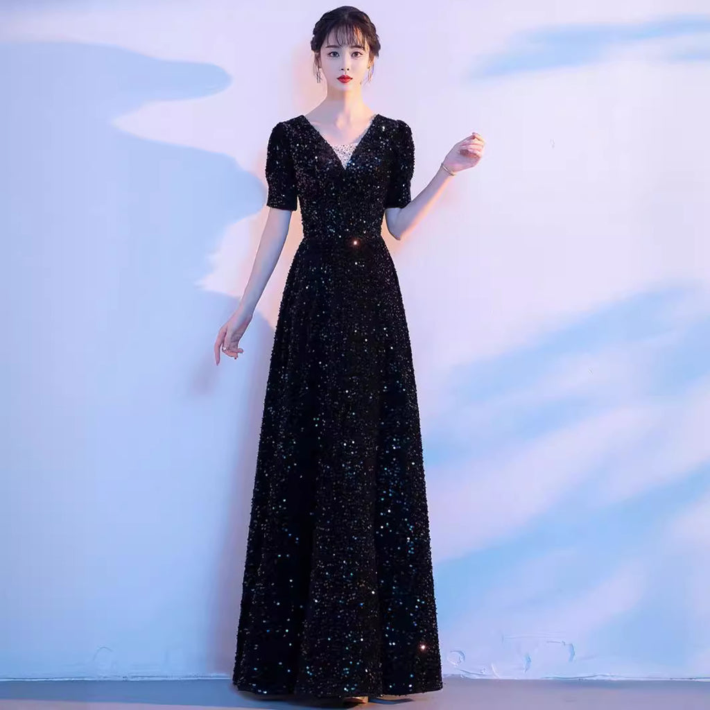 Wine Red chorus costume female dress singing red song dress chorus costume competition conductor performance costume