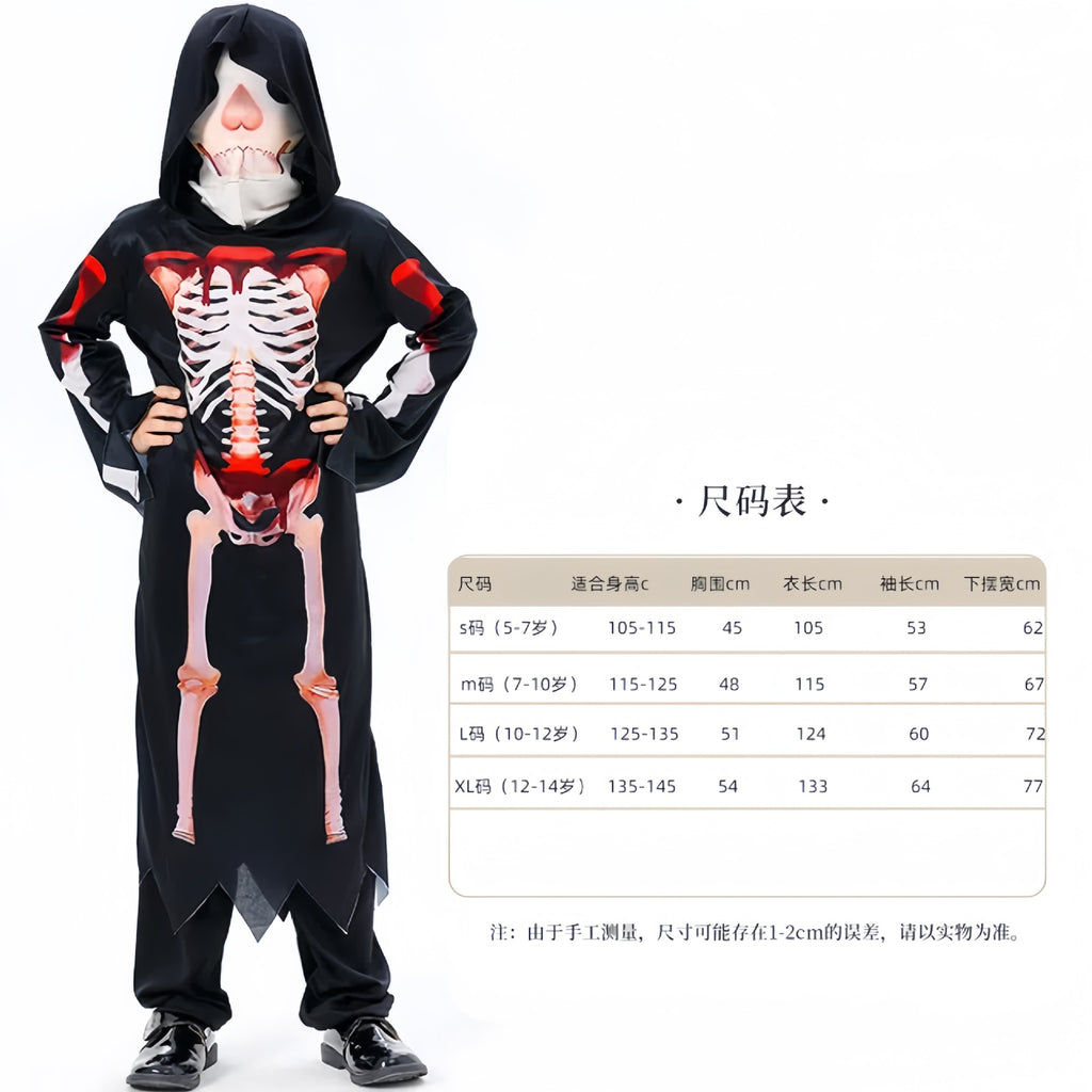 Cross-border Halloween Children's hoodie death costume cosplay little costume horror skull costumes