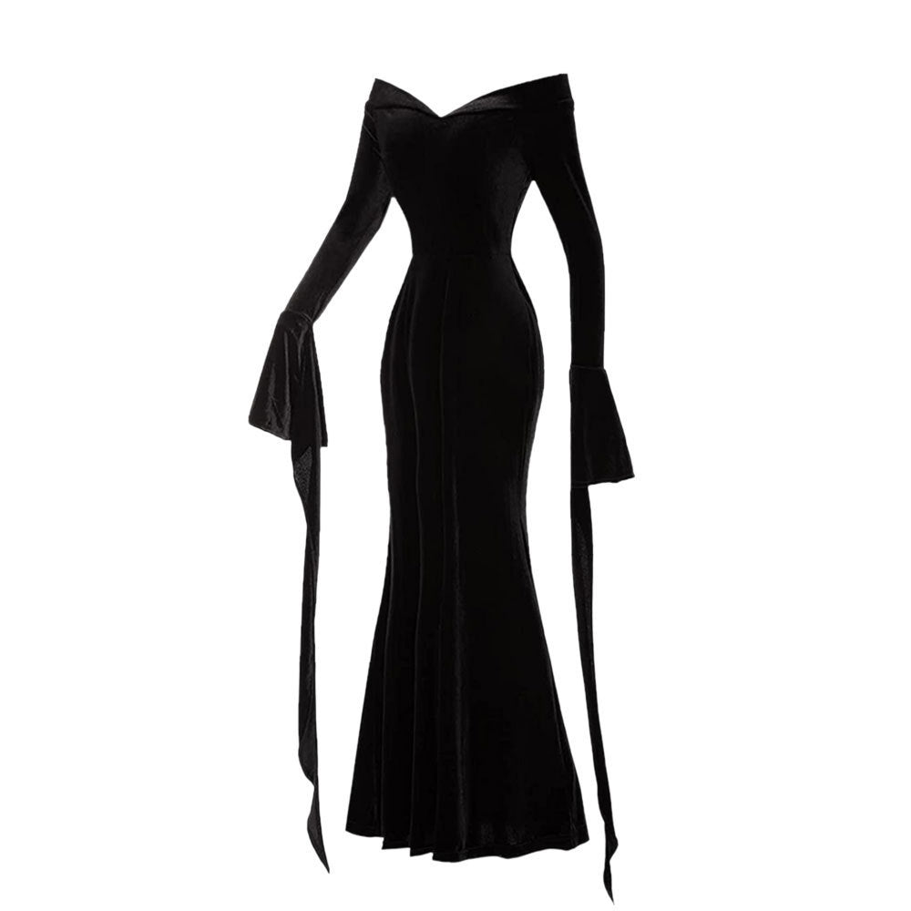 Adams family cos costume Halloween Wednesday Adams black dress cosplay costume