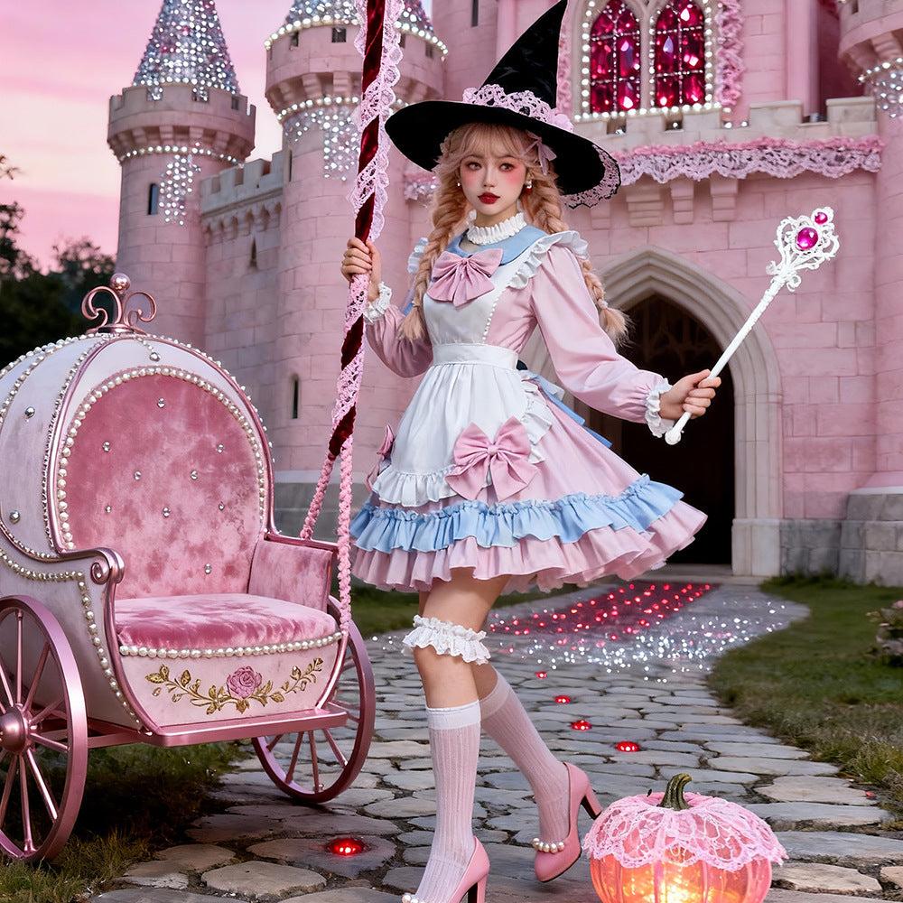 Halloween pink maid costume LOLITA dress LOLITA stage wear maid Ware soft girl cafe maid costume