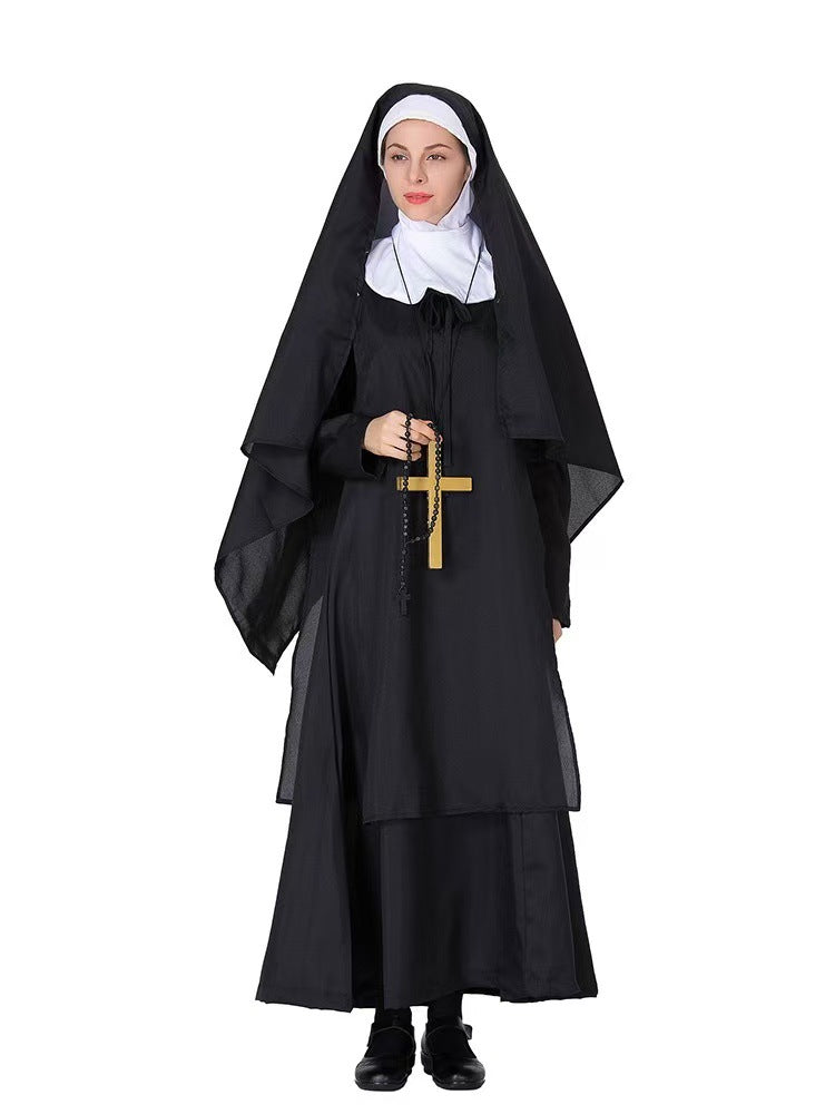 Amazon Halloween performance wear Virgin Mary costume nun's outfit priest costume ball performance costume foreign trade