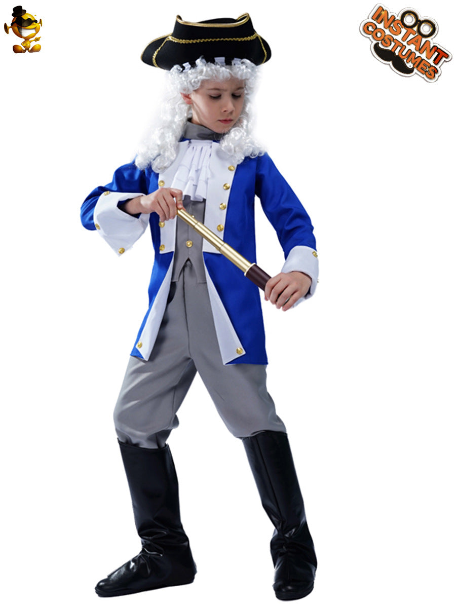 Halloween boy's pirate ship captain costume boys medieval colonial general cosplay costume