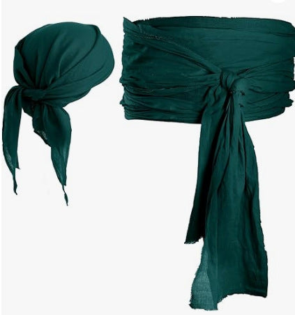 Amazon Halloween pirate costume medieval renaissance linen pirate headscarf and belt costume accessories