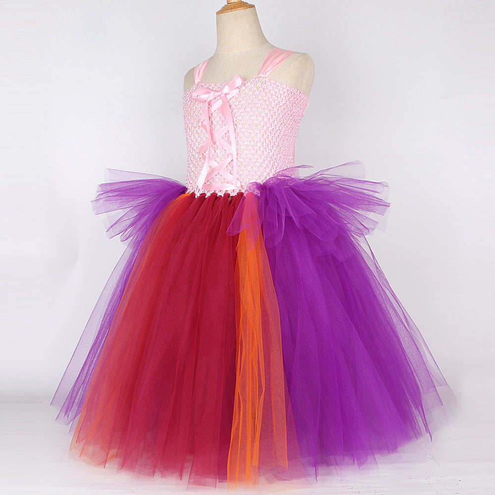 Witch also crazy 2cos costume children's Halloween cosplay costume girls' mesh dress pettiskirt