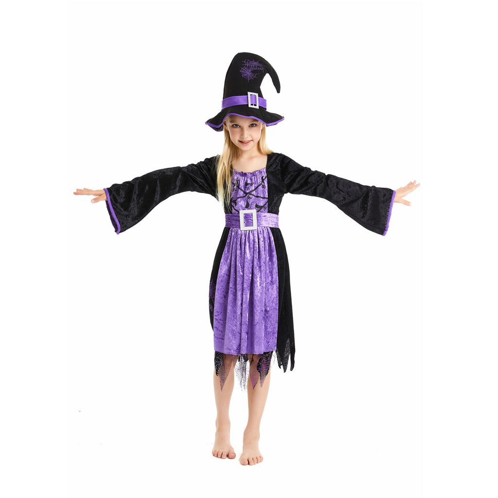 European and American Halloween costume children's cosplay anime costume purple witch role play Halloween costume