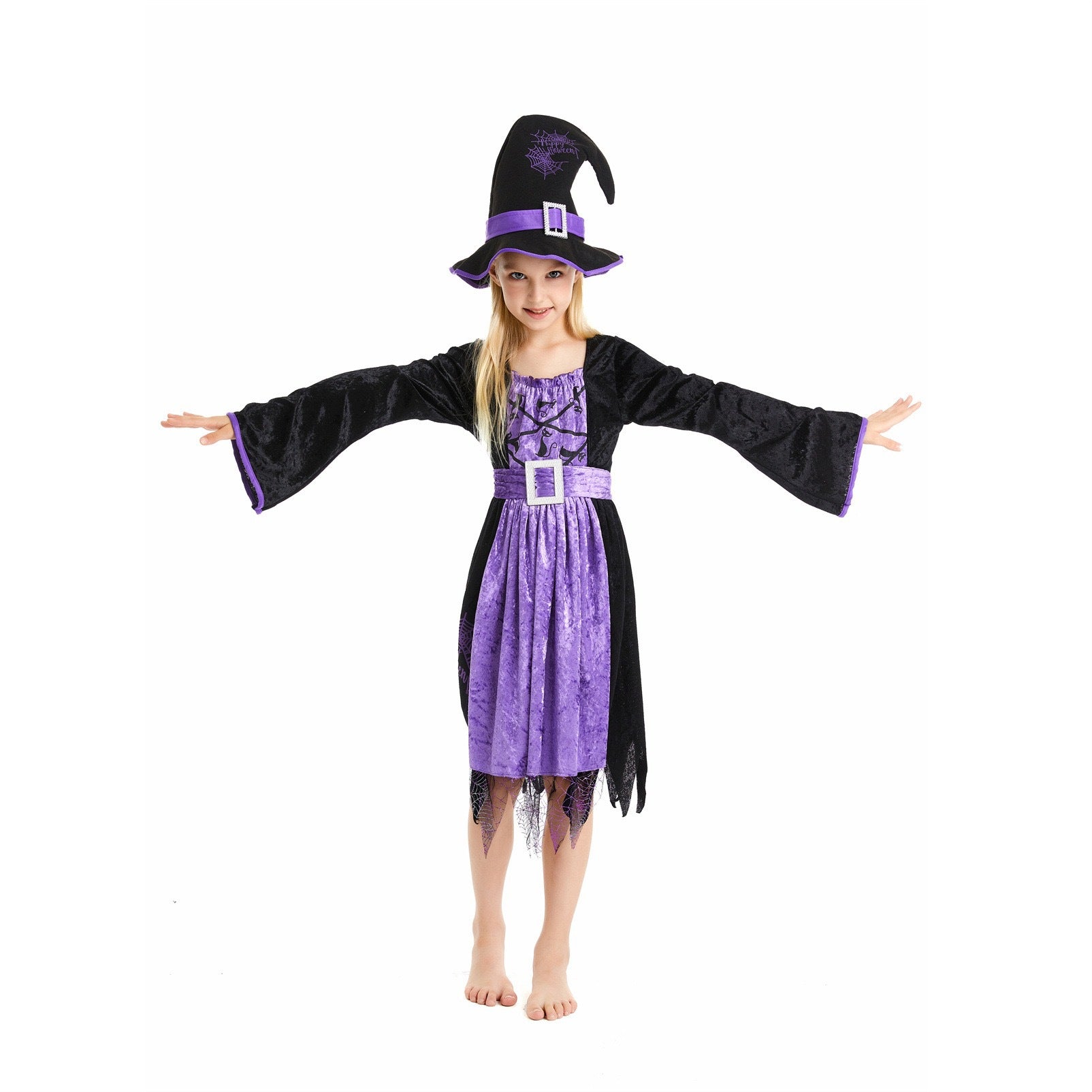European and American Halloween costume children's cosplay anime costume purple witch role play Halloween costume