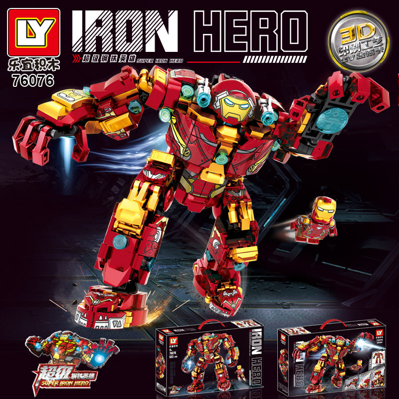 Iron Man anti-Hulk mecha Leyi building blocks Avengers armored boys educational assembled toys gift