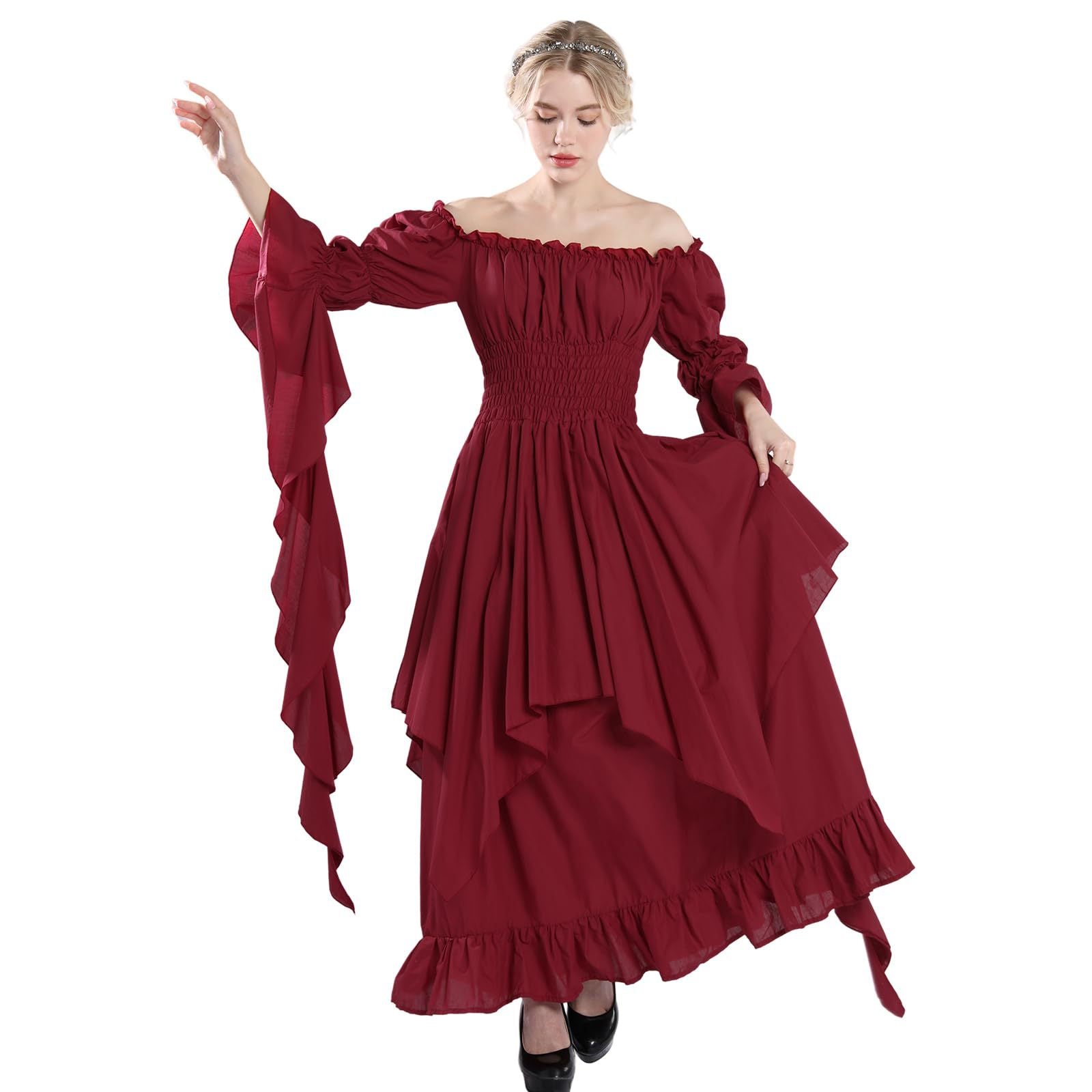 Halloween costume medieval renaissance vintage dress women's Gothic witch dress stage costume