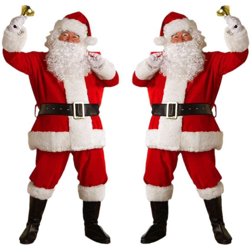 Santa Claus costume cross-border adult men gold velvet Santa Claus costume Halloween performance costume