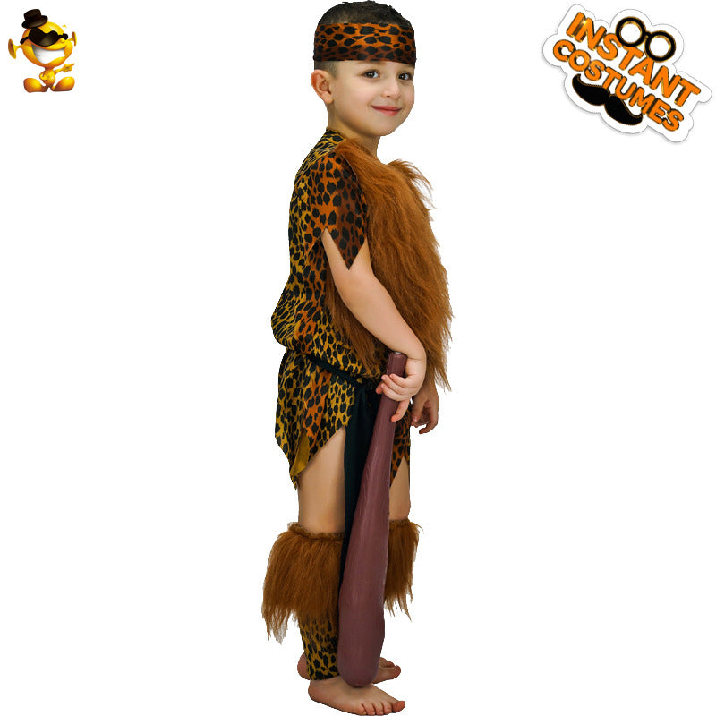 Halloween men's children's primitive savage party costume Boy Savage party stage costume cosplay